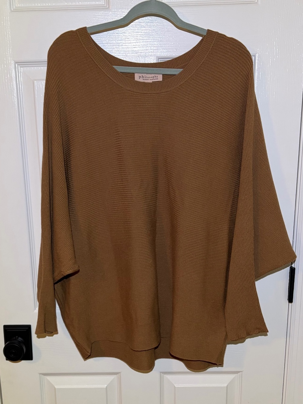 Philosophy Cocoa Brown Ribbed Knit Dolman Sleeve Pullover. Fits size XL Up To 3X